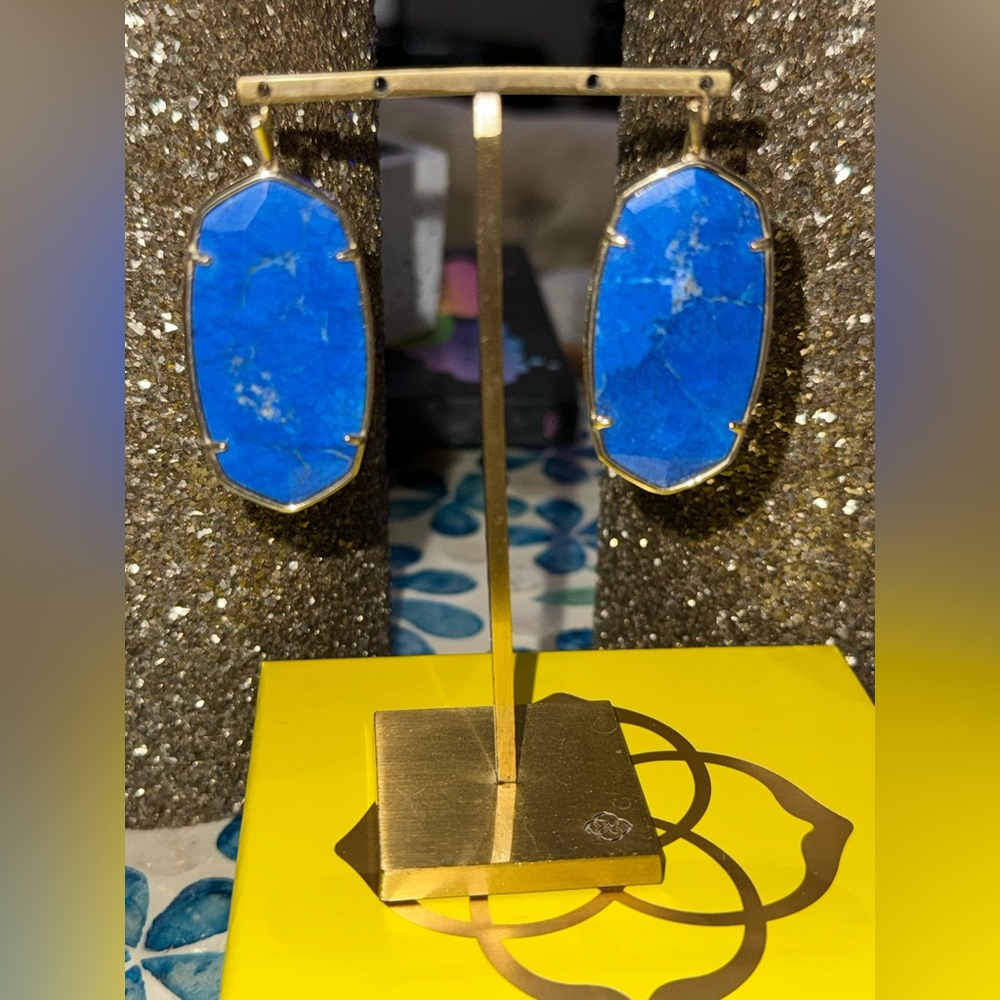 Kendra Scott Danielle Faceted Cobalt Howlite earring Gold Plated